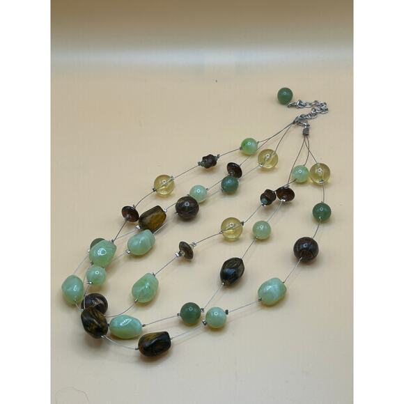 3-Strand Beaded Necklace & Dangle Earrings Set - Picture 1 of 6